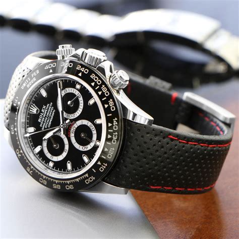 rolex daytona ceramic leather strap|rolex daytona curved end straps.